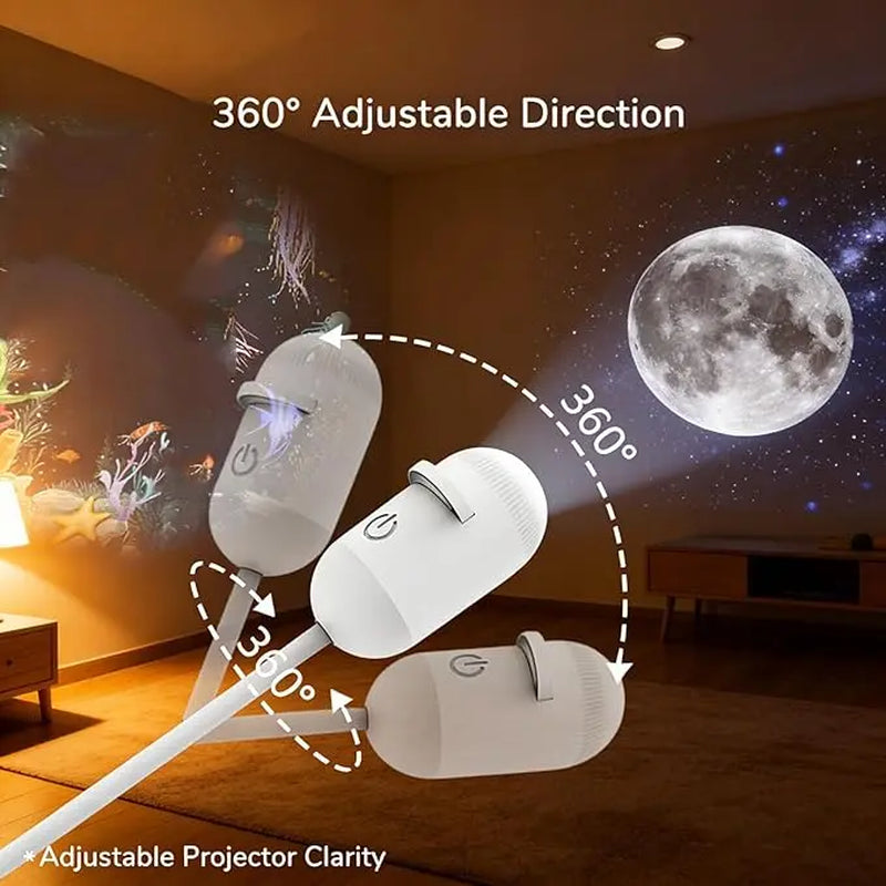 2-In-1 Galaxy Projector Night Light, USB Interface, Dual-Mode Starry Sky Projection/Warm Light Night Light, Adjustable Focus and Brightness with 3 Sliding Projection Films for Bedroom