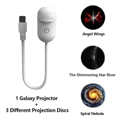 2-In-1 Galaxy Projector Night Light, USB Interface, Dual-Mode Starry Sky Projection/Warm Light Night Light, Adjustable Focus and Brightness with 3 Sliding Projection Films for Bedroom