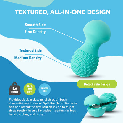 RAD Neuro Ball Foot Roller for Myofascial Release - Textured Foot Massager Ball - Foot Ball Roller Massager - Spiky Massage Balls for Plantar Fasciitis - Therapy Balls for Feet, Hands, Face Sensory Activation Body Care