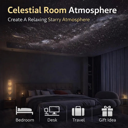 2-In-1 Galaxy Projector Night Light, USB Interface, Dual-Mode Starry Sky Projection/Warm Light Night Light, Adjustable Focus and Brightness with 3 Sliding Projection Films for Bedroom