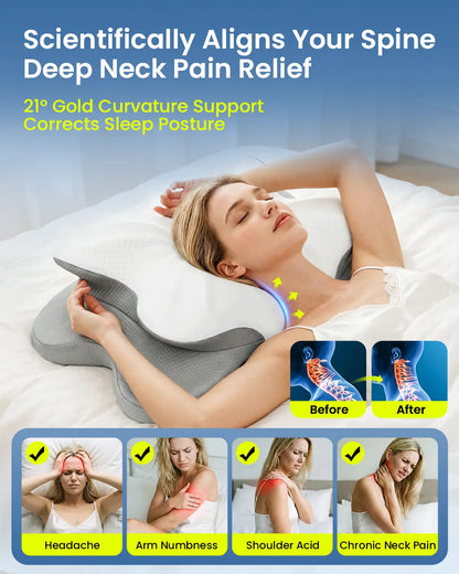 Rainbow Note Cervical Pillow for Cozy Sleep, Odorless Ergonomic Contour Memory Foam, Orthopedic Bed Pillow for Side, Back, and Stomach Sleepers, OEKO-TEX Certified