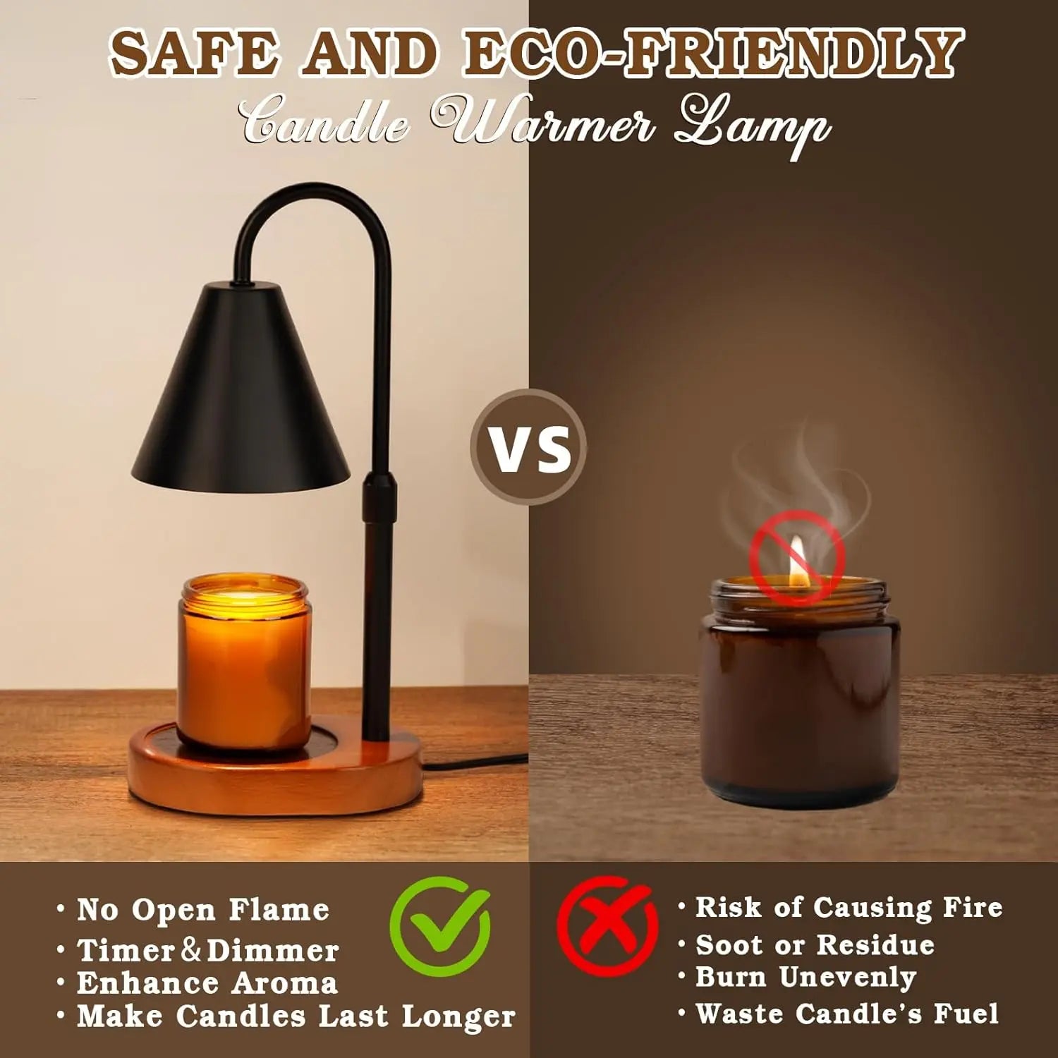 Electric Candle Warmer Lamp with Timer – Flameless & Dimmable