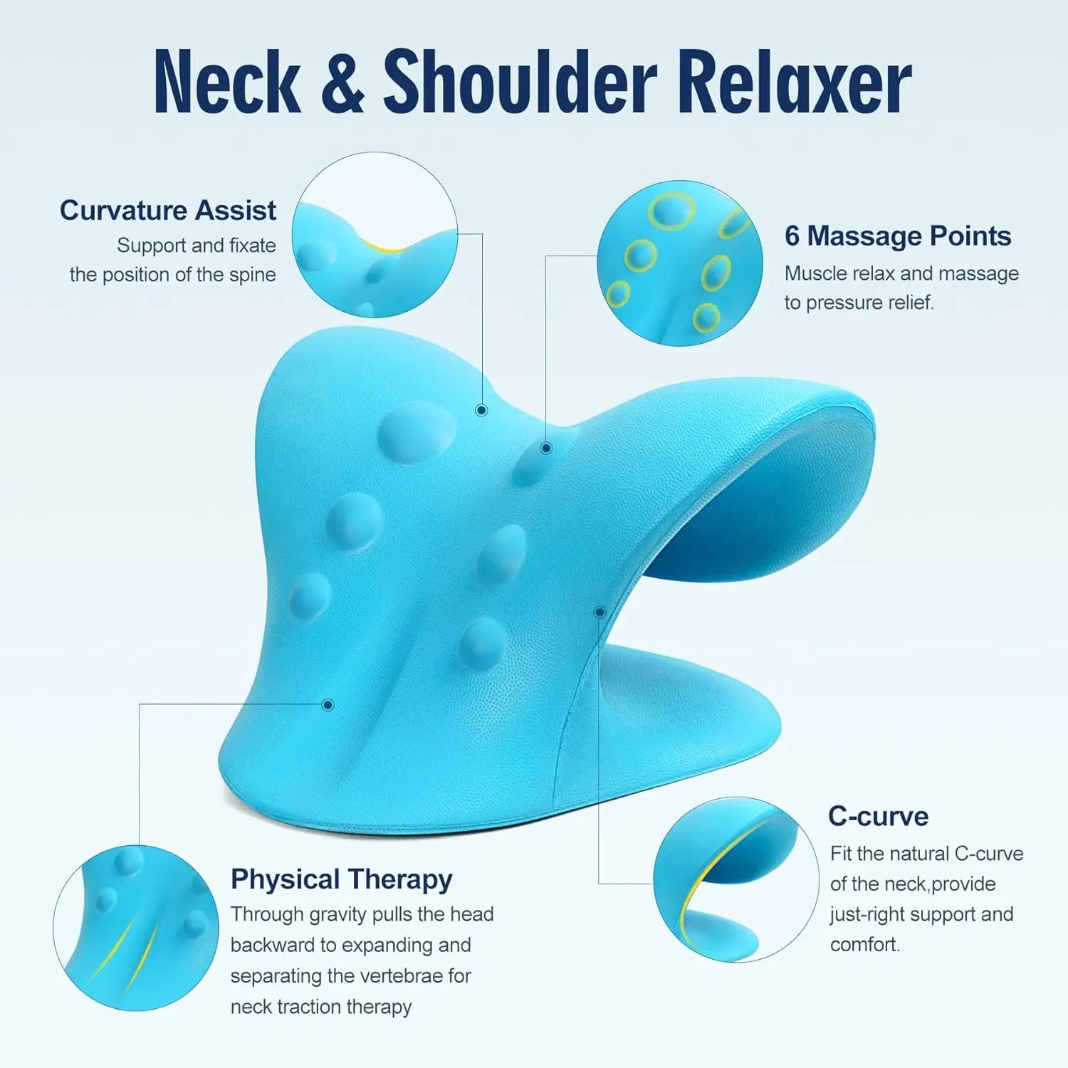 Cervical Neck & Shoulder Relaxer for Women Men,Neck Stretcher for Pain Relief,Ergonomic Neck Pillow for Muscle Relax