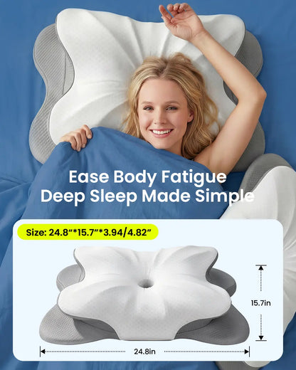 Rainbow Note Cervical Pillow for Cozy Sleep, Odorless Ergonomic Contour Memory Foam, Orthopedic Bed Pillow for Side, Back, and Stomach Sleepers, OEKO-TEX Certified
