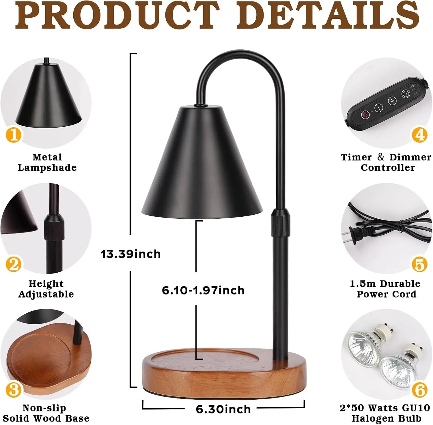 Electric Candle Warmer Lamp with Timer – Flameless & Dimmable