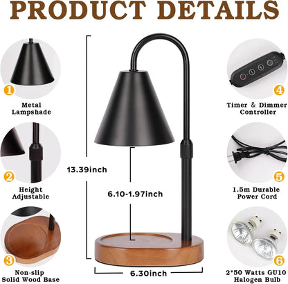 Electric Candle Warmer Lamp with Timer – Flameless & Dimmable